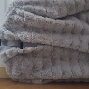 Hooded Grey Faux Chinchilla Style Jacket